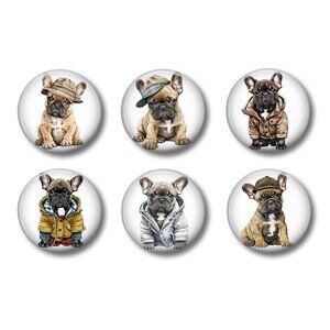 Cute French Bulldog Magnets, Refrigerator Magnets, Frenchie Lover Magnets 1-1/2"